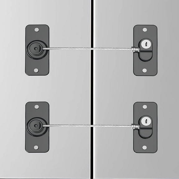Fridge Lock, 2 Pack Refrigerator Lock with 4 Keys, Child Safety Locks with Strong Adhesive for Cabinet Lock, Freezer Lock and Drawer Lock (Black)
