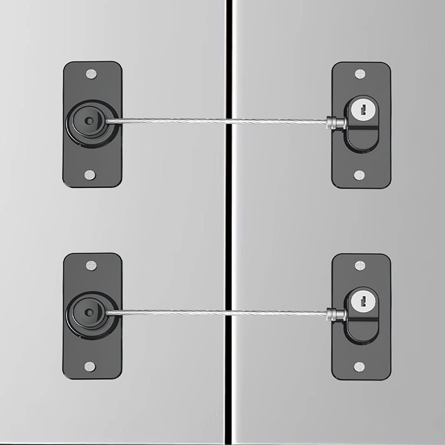 2 Pack Fridge Lock With Keys For Child Safety - Refrigerator Freezer Cabinet Locks