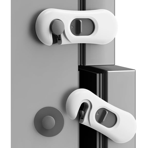Fridge Lock, 2PCS Upgraded Child Proof Refrigerator/Fridge/Freezer/Oven/Cabinet/Drawer Door Locks for Toddlers and Kids, Durable with Adhesive Backing, No Tools Need or Drill