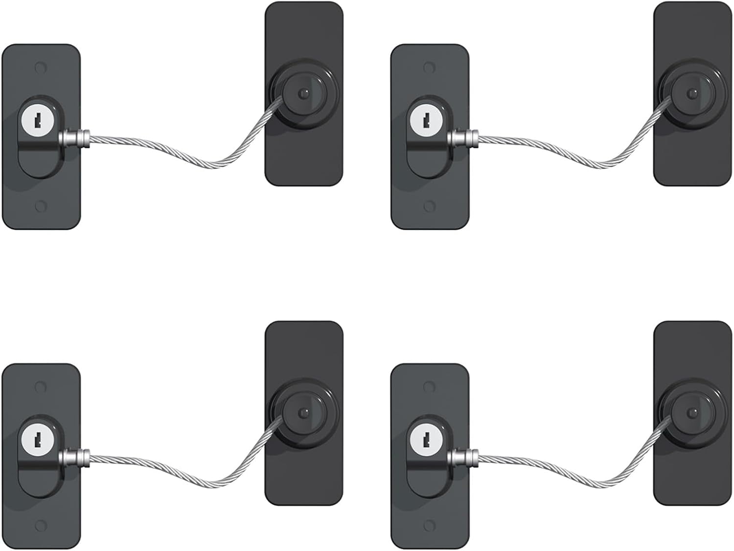 Fridge Lock (4 Pack),Refrigerator Lock with Keys,for Fridge, Cabinet Locks, Drawers, Dishwasher, Toilet and Child Safety Cabinet Locks, Traceless Adhesive No Drilling (Black)