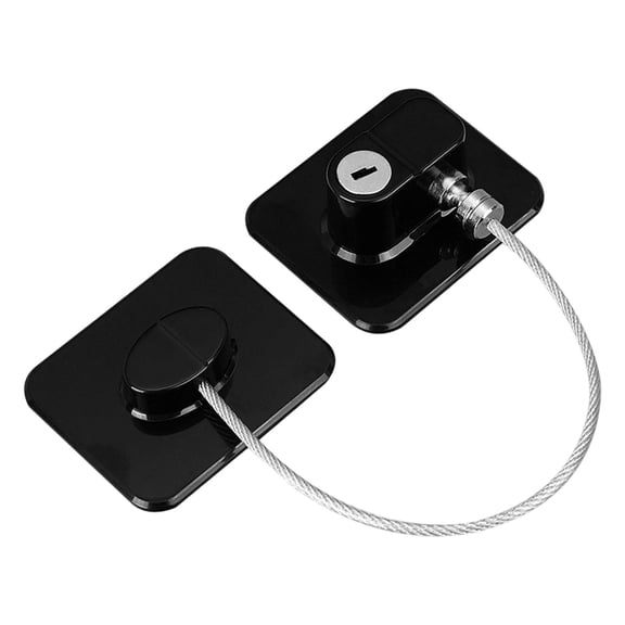 Fridge Lock Refrigerator Lock with Keys,Heavy-Duty Fridge Lock with Adhesive Backing,Cabinet Locks with Keys,Safety Lock for Refrigerator,Cabinet, Drawer, Window,Easy Install, No Tools Needed,Black