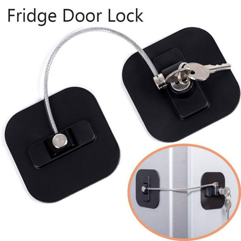 Fridge Lock,Refrigerator Lock with Keys, Freezer Lock and Child Safety  Cabinet Lock With Strong Adhesive (Fridge Lock-Black) 