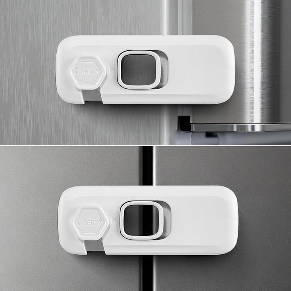 Fridge Locks for Kids with Strong Adhesive, 2 Pack Pet&Child Proof Refrigerator Lock for Kids to Keep Door Closed, Freezer Lock for RV Refrigerator, Garage Fridge, Upright Freezer, Mini Fridge, White