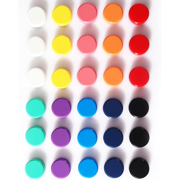 Fridge Magnet - 30 Pack 10 Colors Refrigerator Magnets, Mini Strong Magnets for Whiteboard, Locker & Map- Colorful Round Cute Small Magnets for Kitchen, Office, Classroom, School (Assorted)