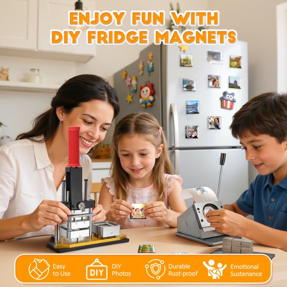 Fridge Magnet Maker Machine Kit, 2 x 2 in Square Photo Magnet Press Machine with Paper Cutter, 200 Sets Supplies for DIY Refrigerator Magnets, Crafts and Small Business