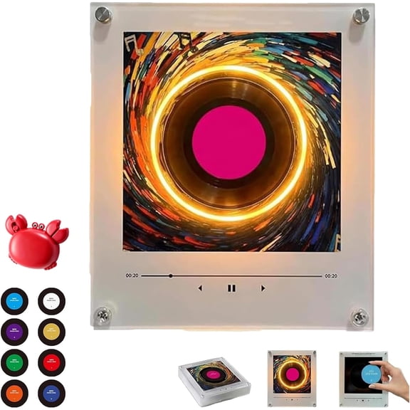Fridge Magnet Music Player, Music Refrigerator Magnets with Player Set, 9 Pcs NFC Music Discs, 128MB Mini Jukebox with LED Light, Unique Aesthetic MusicGifts for Home Office (1pcs)