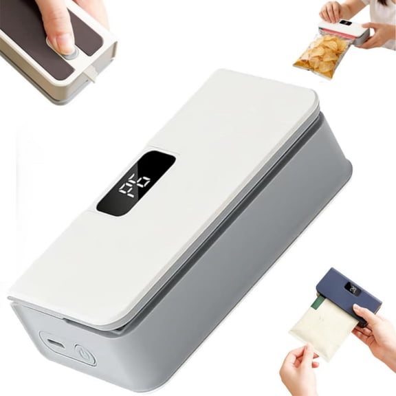 Fridge Magnet Sealer, 2 in 1 Bag Sealer for Fridge & Kitchen, USB-C Rechargeable Mini Bag Sealer, 6-Level Adjustable Heat Sealer & Cutter with Magnetic Base, Handheld Chip Bag Resealer Machine