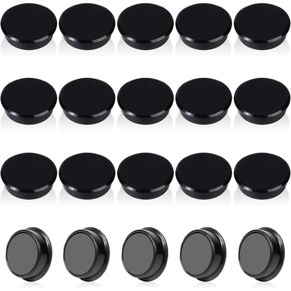 Fridge Magnets - 20PCS Strong Round Black Refrigerator Magnets, Small Heavy Duty for Whiteboard, Locker, Office, Kitchen, Classroom, Mini Cute Magnet Decorative Funny Magnetic Dots