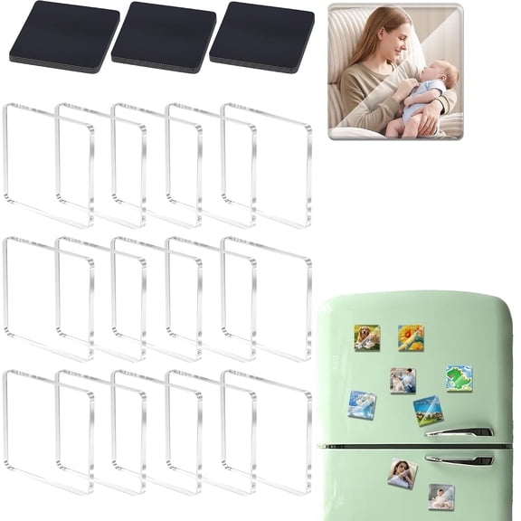 Fridge Magnets, Refrigerator Magnets DIY Craft Kit with Acrylic Pieces & Adhesive Backing, Photo Magnet Making Kit for Home Office