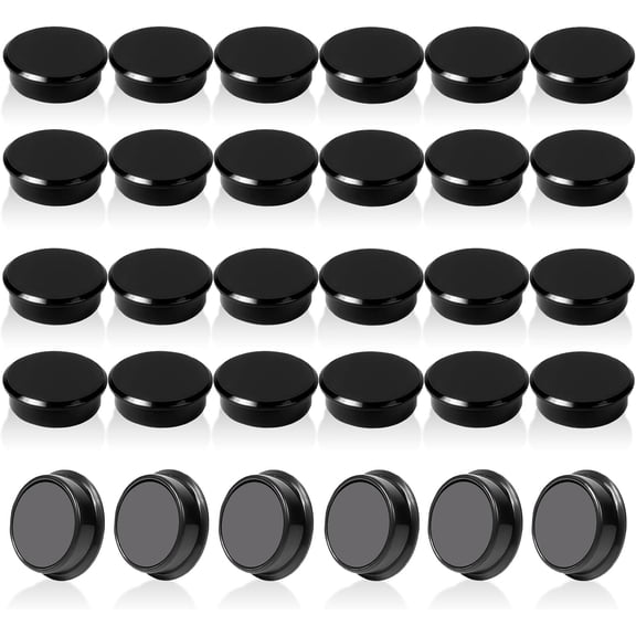 Fridge Magnets - Strong Small Round Decorative Heavy Duty for Whiteboard, Crafts, Refrigerator 30 Pack Black Mini Magnet Cute Kitchen & Office Locker, Map, Classroom