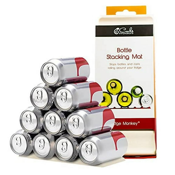 The Fridge MonkeyÂ® 2 Pack by Cooks Innovations Wine & Soda Can Organizer for Refrigerator - Drink Organizer Holder Makes Cans & Bottles Stackable for Easy Storage - Cream