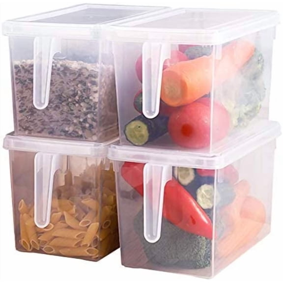 Fridge Organizer,4 Pack Refrigerator Organizer Bins,Fridge Organizers and Storage Clear with Handle & Lid,Fruit Containers for Fridge,Fridge Storage To Keep Fresh for Food, Vegetables,5L