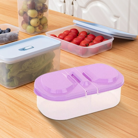 Fridge Organizer Storage Box | Clear Plastic Food Container with 2 Divided Compartments | Stackable Freezer Shelf Rack | Tight Seal | For Snacks Dried Food | 17x9.5x6cm | 1 Piece