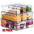 thumbnail image 1 of Fridge Organizers and Storage, Refrigerator Organizer with Lids, Clear Organization Bins Plastic Storage Containers for Kitchen Food Drinks Fruits, 10 Pcs, 1 of 9