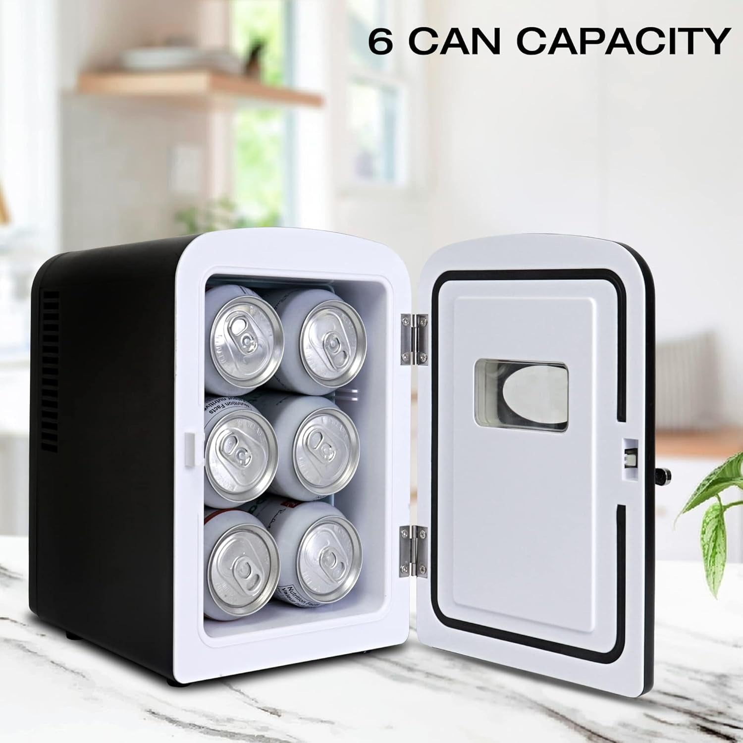 Fridge - Portable Table Top Beverage Cooler, 12V 110V Refrigerator for Drinks, Car, Dorm, Outdoor