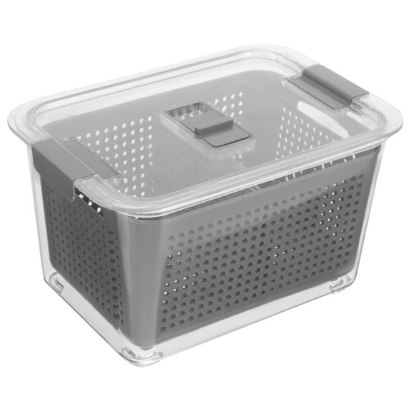 Fridge Produce Saver Containers with Strainers and Vented Lids - Gray