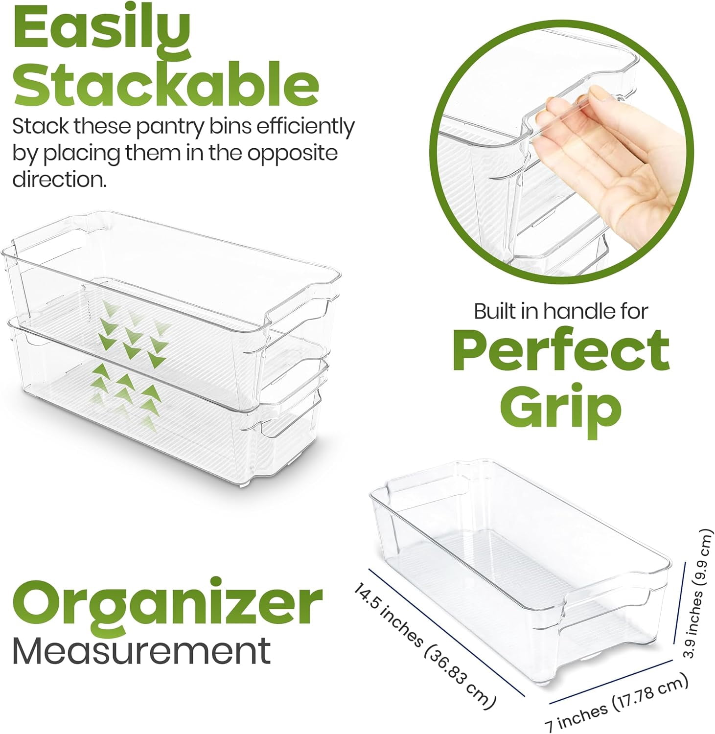 Fridge & Refrigerator Organizer Bins (8 Pack), Clear Stackable ...