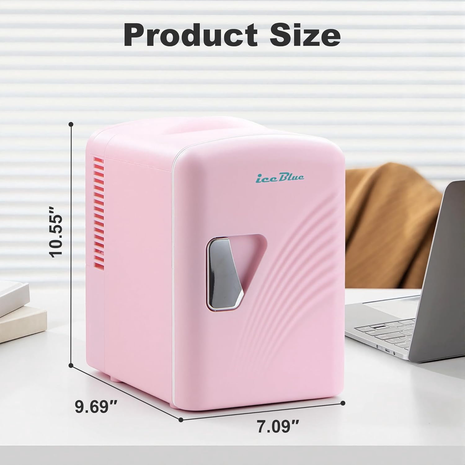Fridge, Retro 4 Liter /6 Cans  Skincare Fridge, AC Plug & 12V Car Charger  Makeup Fridge, Compact & Portable 4A Cooling Tiny Fridge for Bedroom, Car, Office, Dorm, Gift - Pink