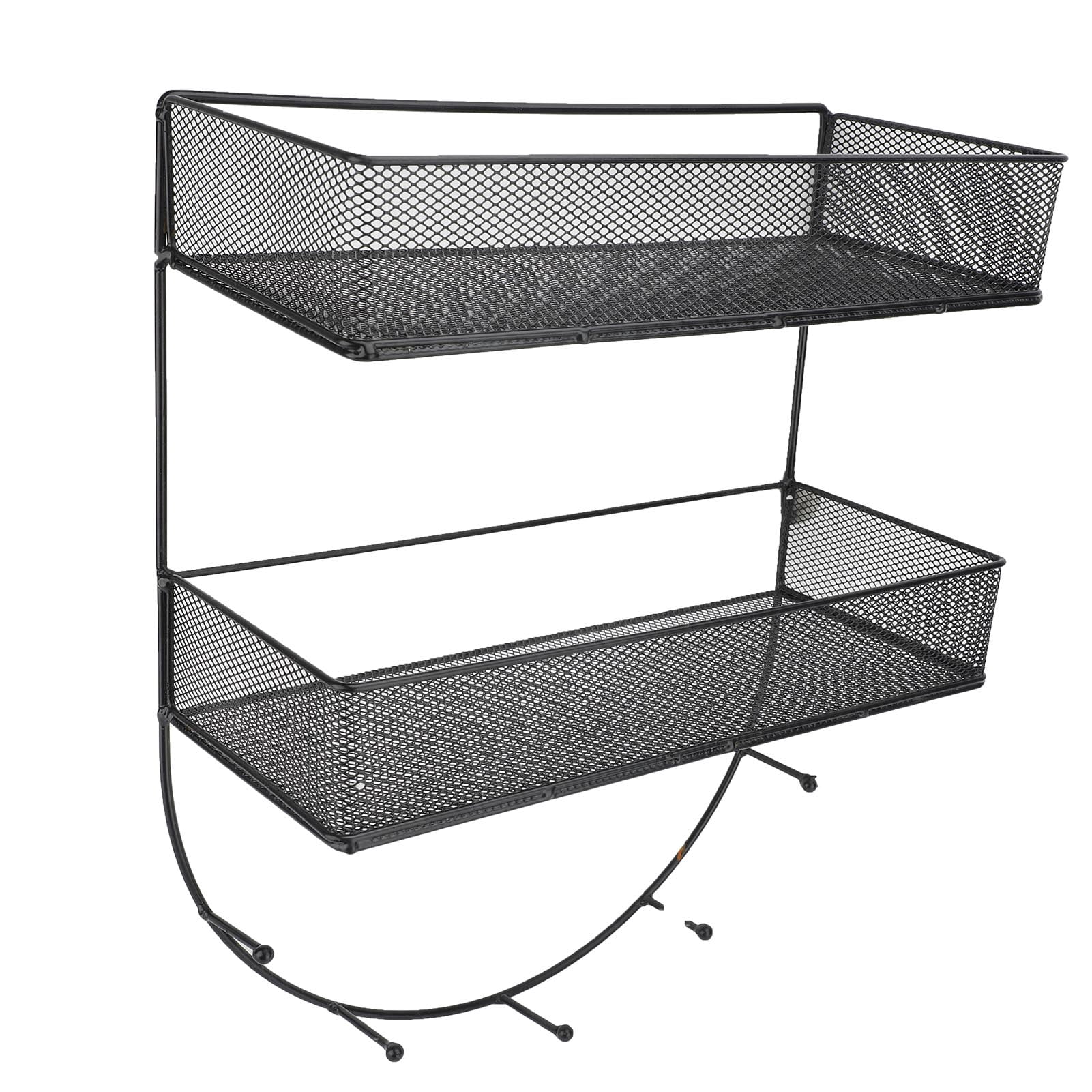 Fridge Side Hanging Rack 2 Tier Seasoning Storage Organizer Shelf with ...