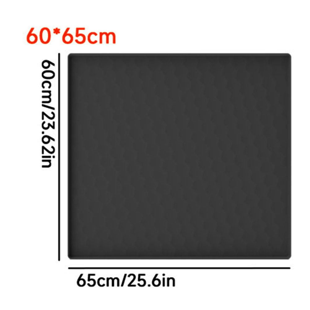 Fridge Silicone Mat with Raised Edge,Under Refrigerator Mat,Protect Carpet 65*60cm Black