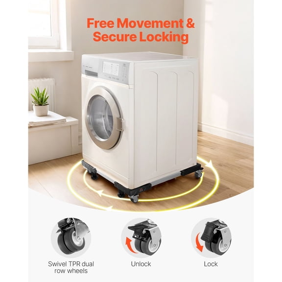 Fridge Stand Mobile Base,1100 lbs Load Capacity,Washing Machine Stand with 8 Locking Twin Wheels&4 Brakes,27.5 -35.4"es Adjustable Furniture Dolly for Washer,Refrigerator&Dryer