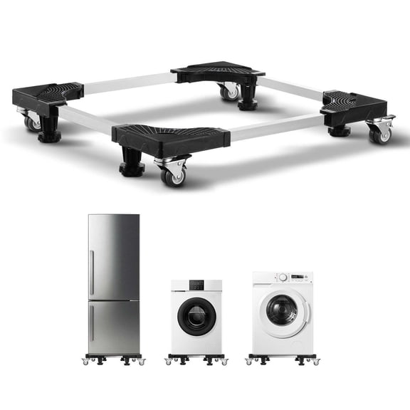 Fridge Stand Mobile Base 1100lbs, Washing Machine Dolly, Adjustable 27.5-35.4", 8 Locking Wheels, Heavy Duty Appliance Mover for Washer, Dryer, Refrigerator