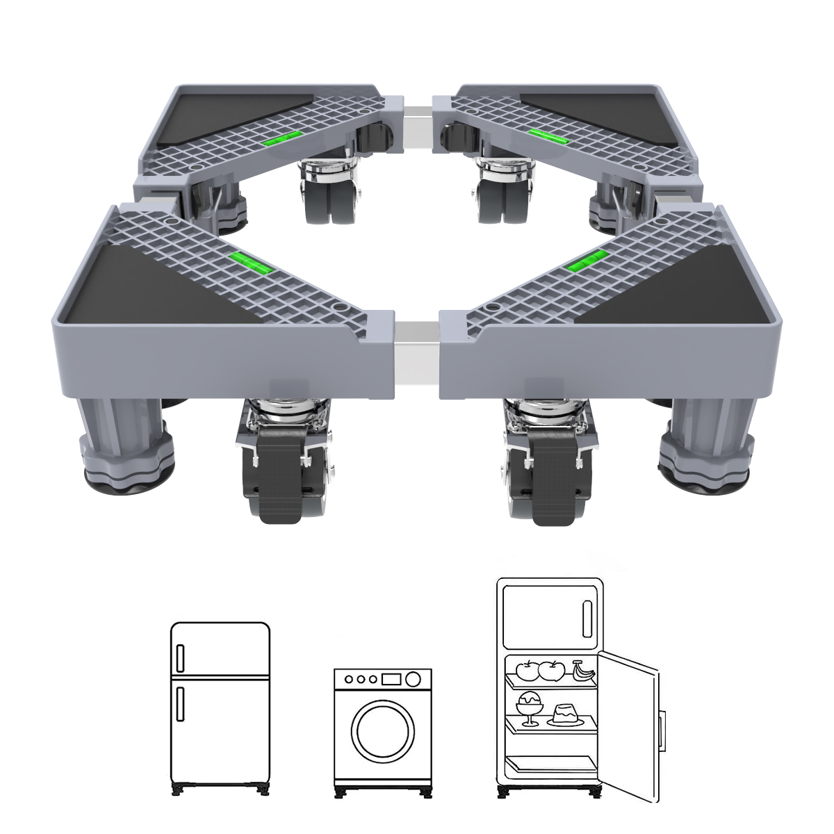 Buy Moonmen Mobile Base Fridge Stand Universal Mobile Roller Adjustable Movable Refrigerator Stand Base With 4 Locking Wheels For Washing Machine Refrigerator Dryer Upgrade 4 Wheels 8 Feet