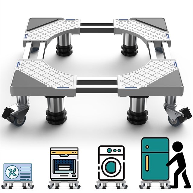 Fridge Stand Mobile Base With 4 Locking Wheels Pedestal, Adjustable
