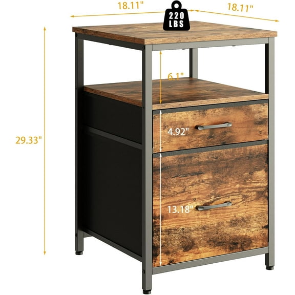 Fridge Stand with 3 Storage, Beverage Fridge Table for Dorm, Apartment, Office, Rustic Brown