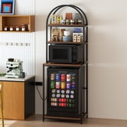 Fridge Stand with Power Outlet and Wheels, 4-Tier Mini Fridge Cabinet with Storage, Kitchen Storage Shelf Rack for Living Dining Room