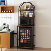 Fridge Stand with Power Outlet and Wheels, 4-Tier Mini Fridge Cabinet with Storage, Kitchen Storage Shelf Rack for Living Dining Room