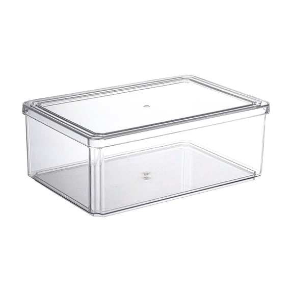 Fridge Storage Box with Lid Transparent Freshness Keeper Box for Refrigerator Kitchen Vegetable Fruit Organizer Stackable Space Saving 12x8 Inch