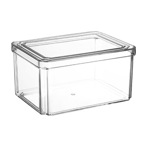 Fridge Storage Box with Lid Transparent Freshness Keeper Box for Refrigerator Kitchen Vegetable Fruit Organizer Stackable Space Saving 7x6 Inch