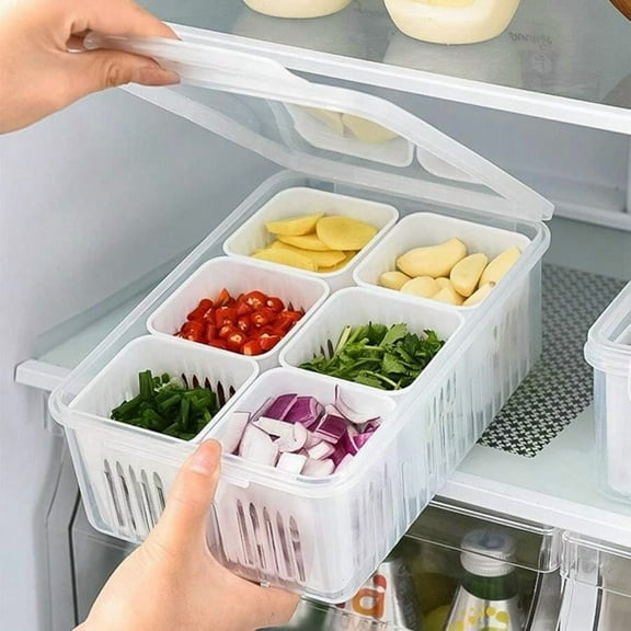 Fridge Storage Boxes Freezer Storage Containers, Container for Kitchen Storage Set, Storage in Kitchen, Vegetable Storage, Draining Crisper Refrigerator Food Box