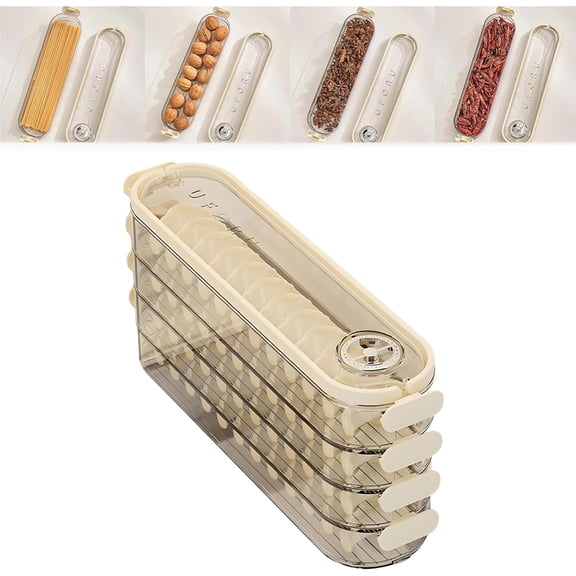 Fridge Storage Containers with Lids: Portable Multi Layer Quick Frozen Food Storage Container, Dumpling Box Stackable Storage with Lids, Anti Leak Clear Dumpling Container (Transparent,4 layer)