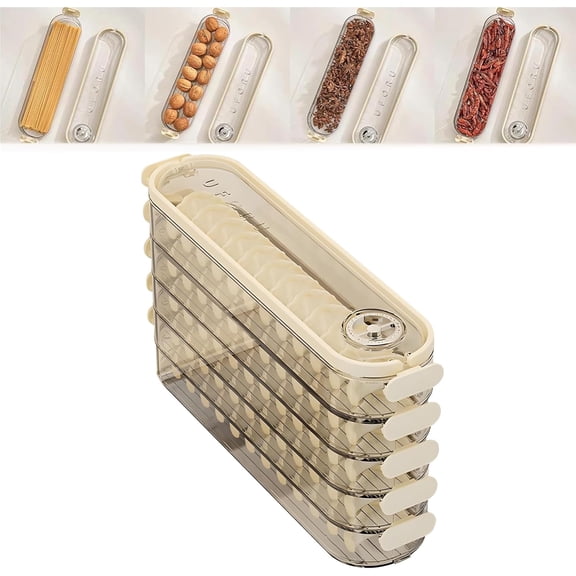 Fridge Storage Containers with Lids: Portable Multi Layer Quick Frozen Food Storage Container, Dumpling Box Stackable Storage with Lids, Anti Leak Clear Dumpling Container (Transparent,5 layer)