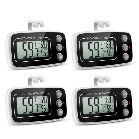 Fridge Thermometer, AMIR Digital Refrigerator Thermometer Freezer Thermometer Humidity Gauge Wireless Indoor Thermometer for Refrigerator Home Office - 4 Packs