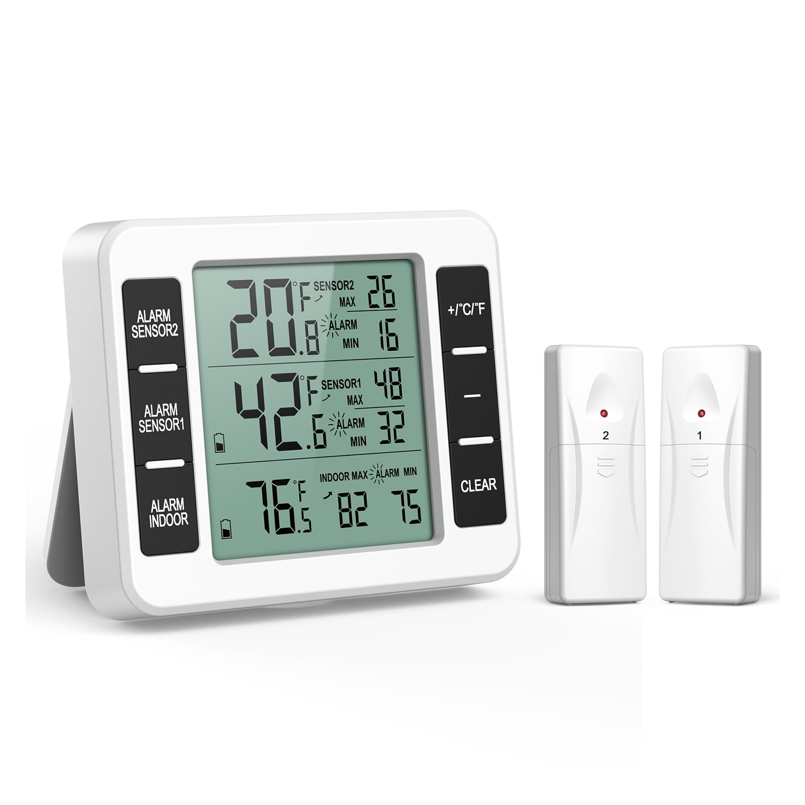 Fridge Thermometer Digital Freezer with Sensors Refrigerator Therm Wireless Indoor for Home ,Fast Response