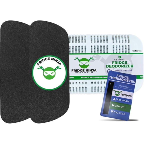 Fridge and Water Dispenser Mat with Refrigerator Deodorizer - Highly Absorbent, Customizable Drip Mat and Refrigerator Odor Eliminator