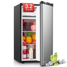 Fridge with Freezer for Bedroom, 3.2 Cu. ft Refrigerator for Office, Stainless Steel