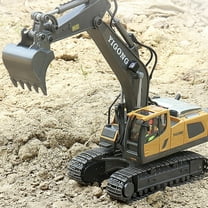 Fridja 1:20 Scale 11 Channel Alloy Remote Control Excavator with Realistic Sound Effects, 680° Rotation & LED Indicators, 2.4GHz RC Construction Vehicle Toy