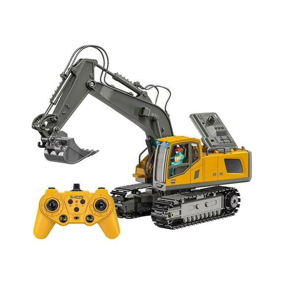 Fridja 1:20 Scale 11-Channel Alloy Remote Control Excavator with Realistic Sound, LED Indicators & 680° Rotation, 2.4GHz RC Construction Toy