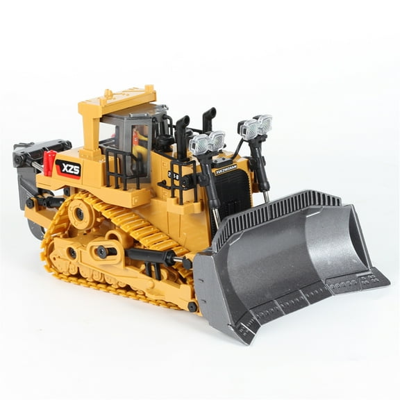 Fridja 1:24 Scale Alloy Remote Control Bulldozer with Warning Sound, 2.4GHz RC Construction Vehicle Toy