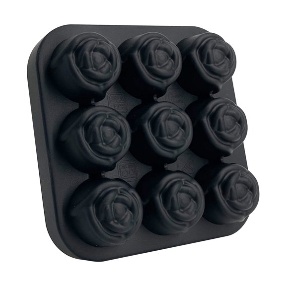 Fridja 1 inch Rose Ice Cube Trays, 9 Cavity Silicone Rose Ice Ball Easy Release Ice Cube Form for Chilled Cocktails, Whiskey, Homemade Juice