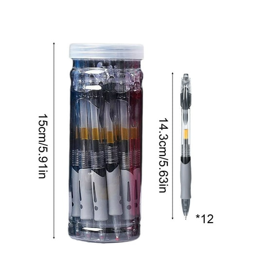 Fridja 12 Pack Retractable Quick Dry Ink Writing Instruments 0.5mm Fine Point Black Gel Pens Bulk Office Supply Set with Smooth Click Mechanism