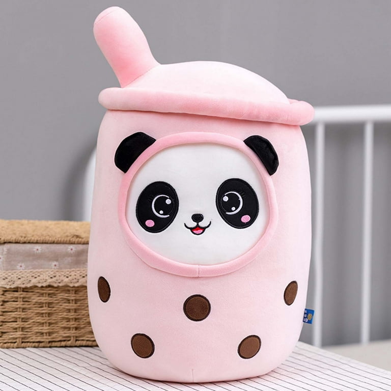 Fridja 13.8 inch Cute Stuffed Boba Plush Bubble Tea Plushie Pillow Milk Tea  Cup Pillow Panda Plush, Soft Kawaii Hugging Plush Toys Gifts for Kids, Pink  