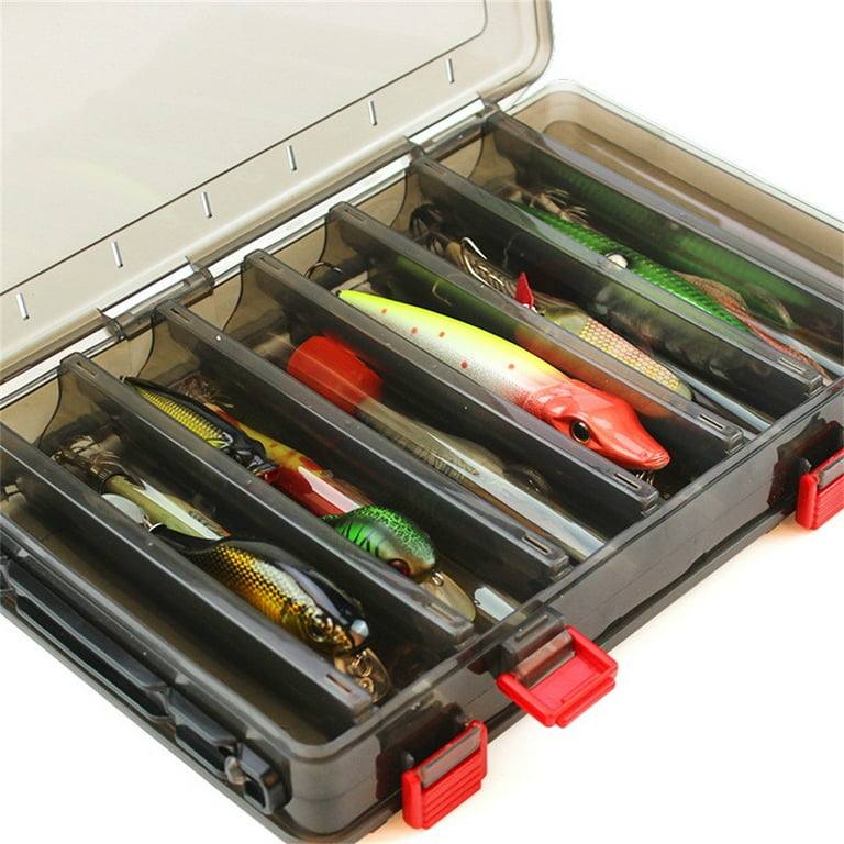 Fridja 14/10 Compartments Double-Sided Fishing Lure Hook Tackle Box Visible  Hard Plastic Clear Fishing Lure Bait Squid Jig Minnows Hooks Accessory  Storage Case Container 