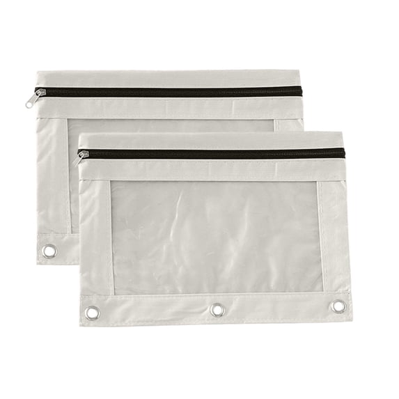 Fridja 2 Pack Oxford Fabric Single Layer Zippered Mesh Pouch Set Clear View Organizer for Office Essentials and Craft Supplies Durable Water Resistant Design