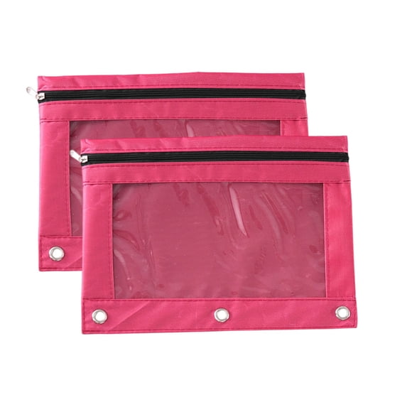 Fridja 2 Pack Oxford Fabric Single Layer Zippered Mesh Pouch Set Clear View Organizer for Office Essentials and Craft Supplies Durable Water Resistant Design