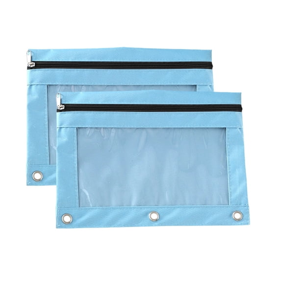 Fridja 2 Pack Oxford Fabric Single Layer Zippered Mesh Pouch Set Clear View Organizer for Office Essentials and Craft Supplies Durable Water Resistant Design